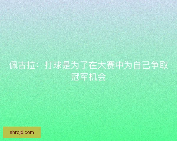 佩古拉:打球是为了在大赛中为自己争取冠军机会 佩古拉:打球是为了在大赛中为自己争取冠军机会