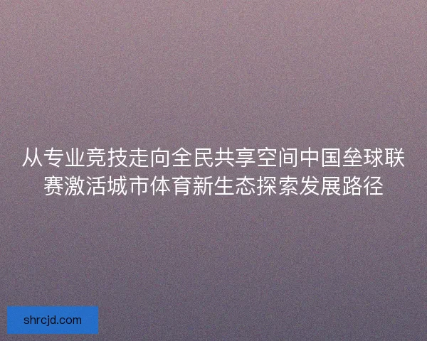 从专业竞技走向全民共享空间中国垒球联赛激活城市体育新生态探索发展路径