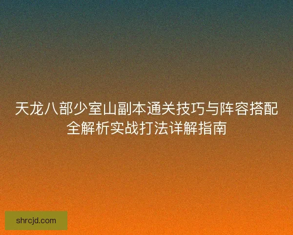 天龙八部少室山副本通关技巧与阵容搭配全解析实战打法详解指南