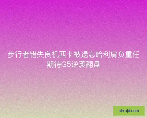 步行者错失良机西卡被遗忘哈利肩负重任期待G5逆袭翻盘
